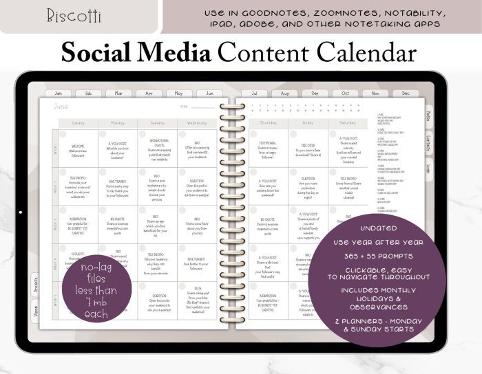 Social media marketing calendar