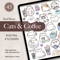 Cats and Coffee Digital Stickers