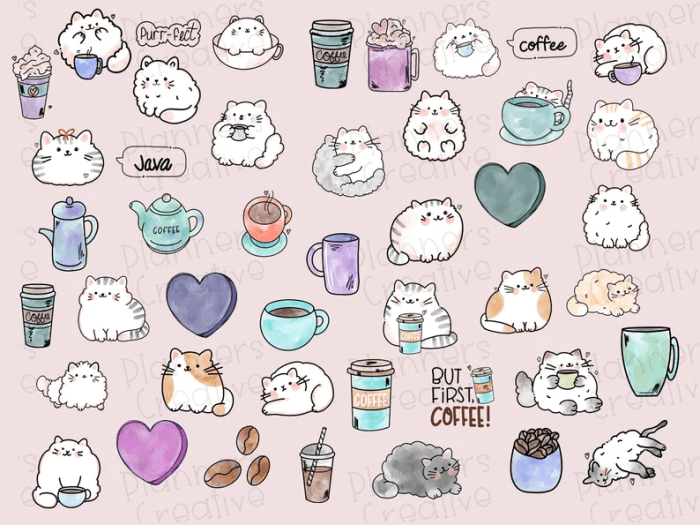 Cats and Coffee Digital Stickers - Image 2